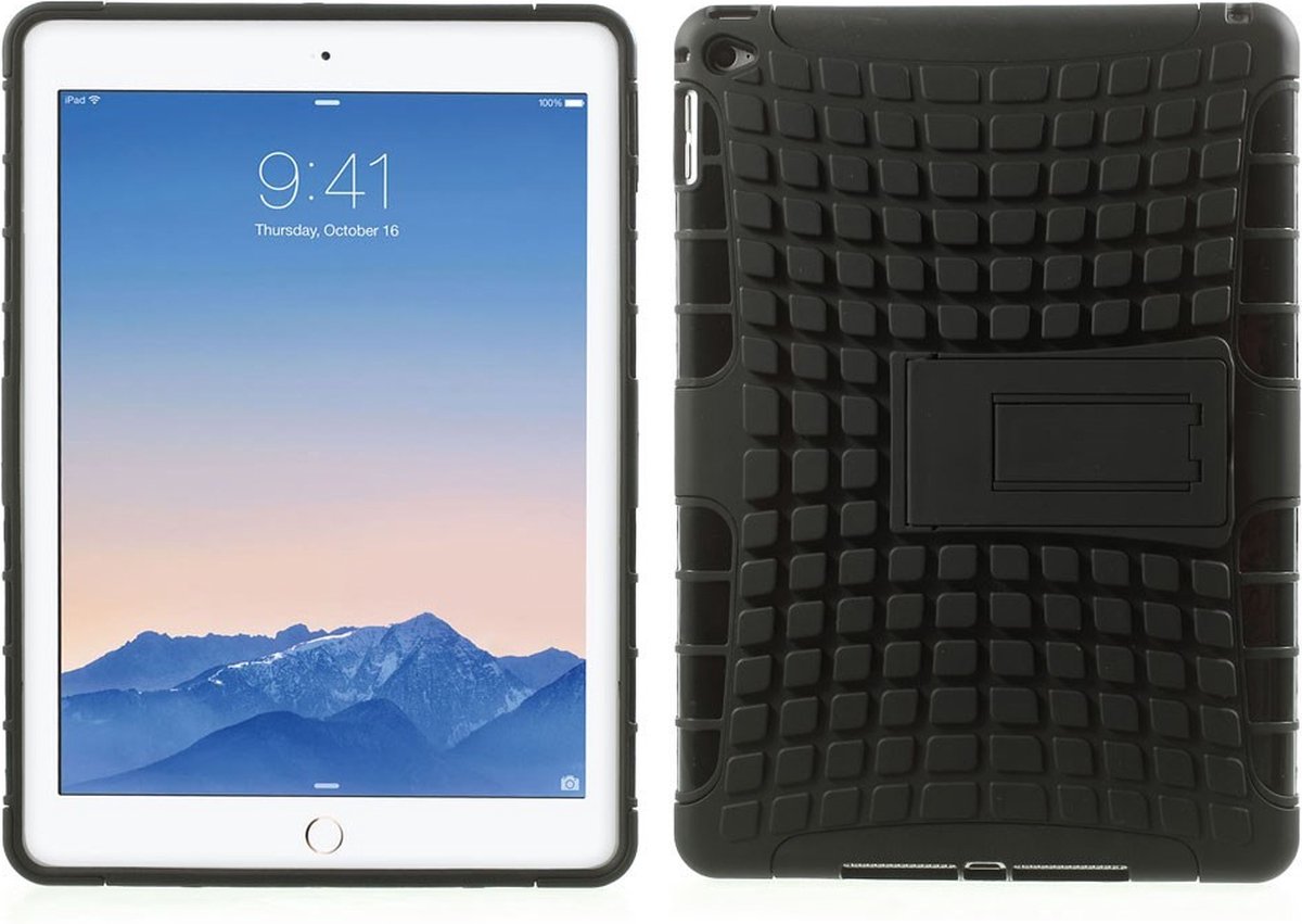 Peachy Shockproof geschikt voor iPad Air 2 Hoes - Zeer robuuste TPU hardcase zwart