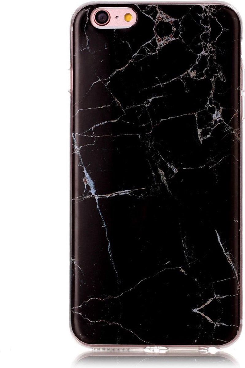 Peachy Zwart marmer hoesje geschikt voor iPhone 6 Plus 6s Plus TPU case