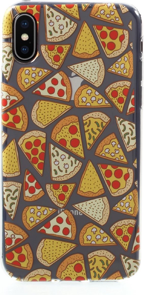 Peachy Transparant Pizza hoesje TPU case geschikt voor iPhone X XS - Doorzichtig