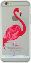 Peachy Transparante roze flamingo TPU hoesje iPhone 6 6s case cover