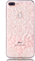 Peachy Mandala Diamanten look Hoesje iPhone 7 Plus 8 Plus - Transparant