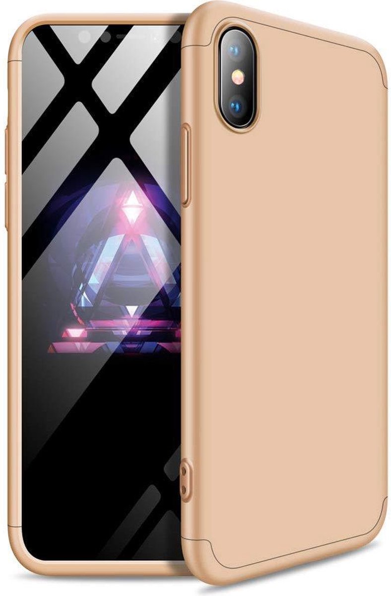 Peachy 360 bescherming Case Cover geschikt voor iPhone XR hoesje - Goud