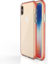 Peachy Beschermend gekleurde rand hoesje iPhone X XS Case TPE TPU back cover - Oranje