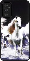 ADEL Siliconen Back Cover Softcase Hoesje Geschikt voor Samsung Galaxy M52 - Paarden Wit