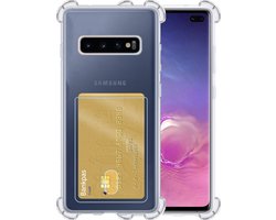 Hoesje - Geschikt voor Samsung Galaxy S10 Plus - Met Pashouder en Kaarthouder - Telefoon Hoes Shockproof - Siliconen Case - Shock Proof - Back Cover - Pasjes Houder - Telefoonhoes - Transparant