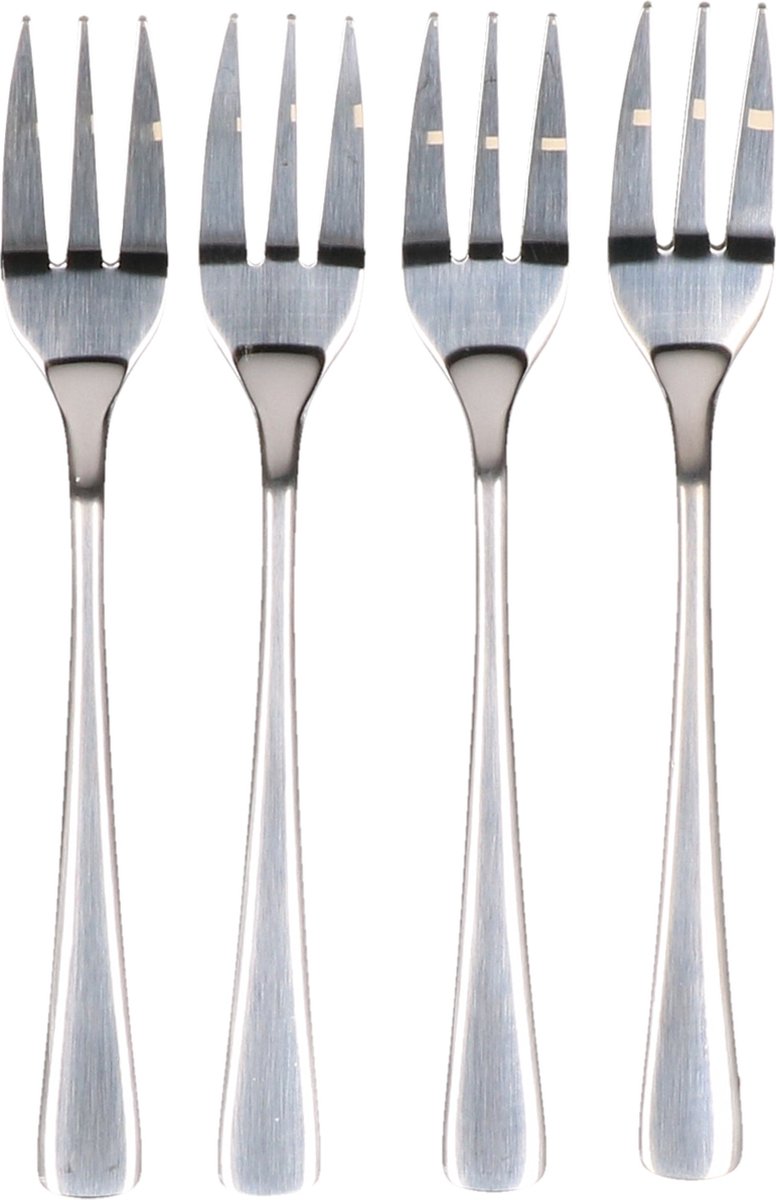 Alpina RVS taartvorkjes/gebakvorkjes - set van 12x - zilver - 15 cm - RVS