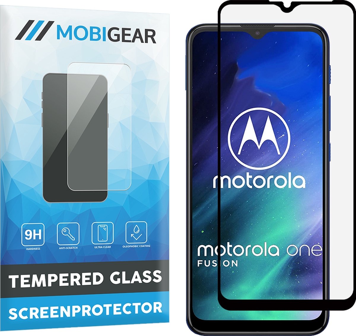 Mobigear Screenprotector geschikt voor Motorola One Fusion Glazen | Mobigear Premium Screenprotector - Case Friendly - Zwart