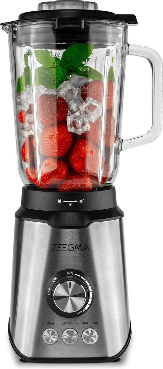 Zeegma Grand Vitamine Power Blender 1600W 1.75L 10 Standen 3 Snelheden RVS ICE CRUSHER
