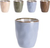 Set van 4x stuks kleine luxe gekleurde stoneware bekers/koffiekopjes 160 ml - Kopjes/koffiebekers