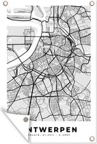 Muurdecoratie Zwart Wit – België – Plattegrond – Stadskaart – Kaart – Antwerpen - 120x180 cm - Tuinposter - Tuindoek - Buitenposter