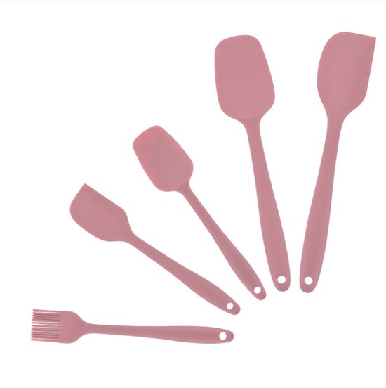 Winkrs | Siliconen Spatel Set 5-delig | Pastel roze | Koken, bakken, keukenhulp, lepel
