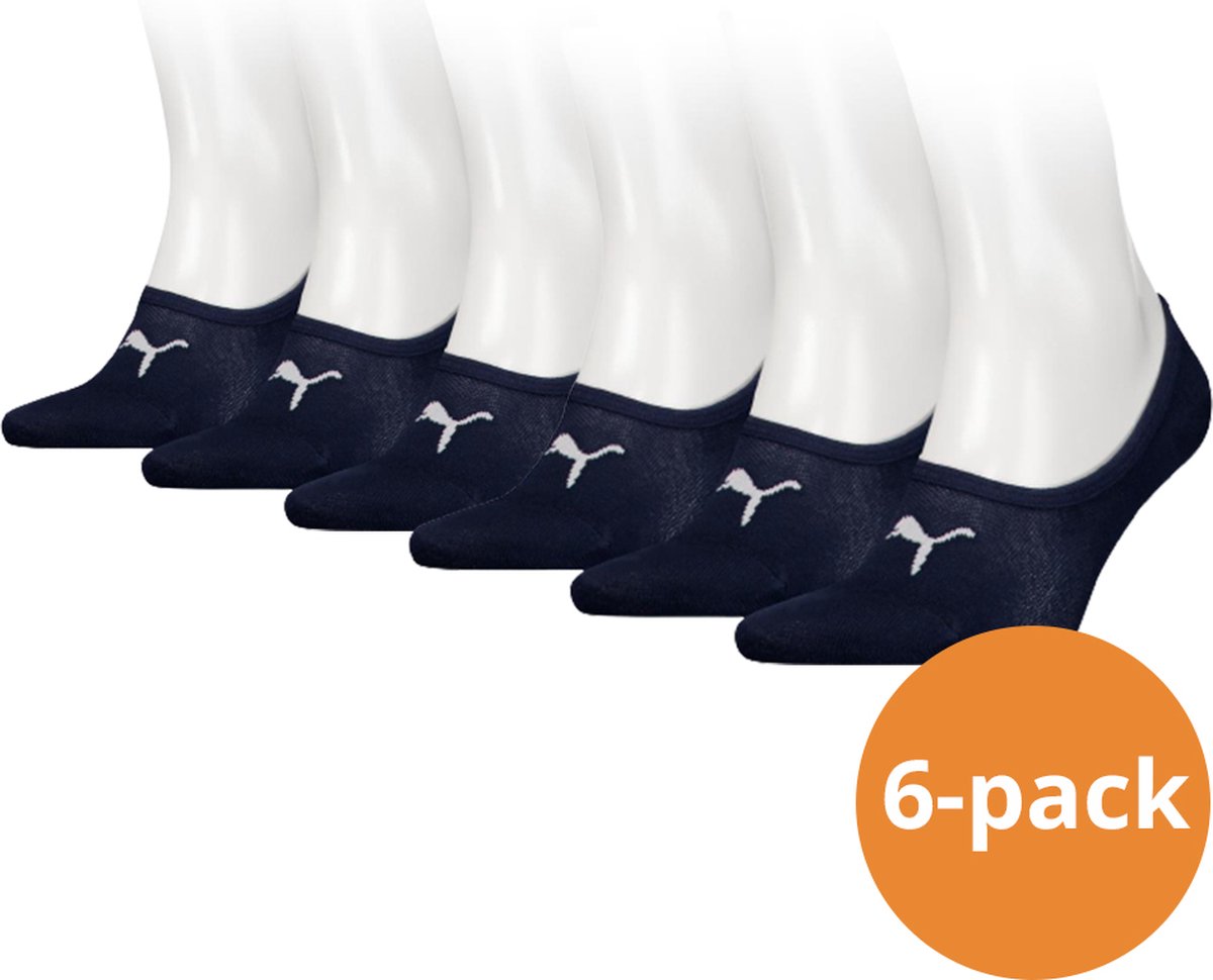 Puma Footies 6 paar Unisex Invisible Sokken Blauw