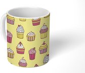 Mok - Koffiemok - Eten - Patroon - Cupcakes - Mokken - 350 ML - Beker - Koffiemokken - Theemok