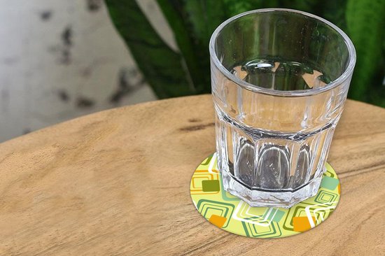 Sous-verres pour verres - Rond - Années 1970 - Motifs - Abstrait - 10x10 cm - Sous-verres en verre - 6 pièces