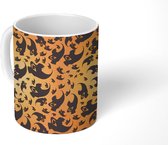 Mok - Koffiemok - Halloween - Oranje - Patronen - Mokken - 350 ML - Beker - Koffiemokken - Theemok