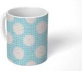 Mok - Koffiemok - Stippen - Blauw - Patronen - Mokken - 350 ML - Beker - Koffiemokken - Theemok