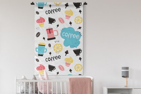 Tapisserie - Tapisserie - Motifs - Grains de café - Café - Glace - 90x135 cm - Tapisserie