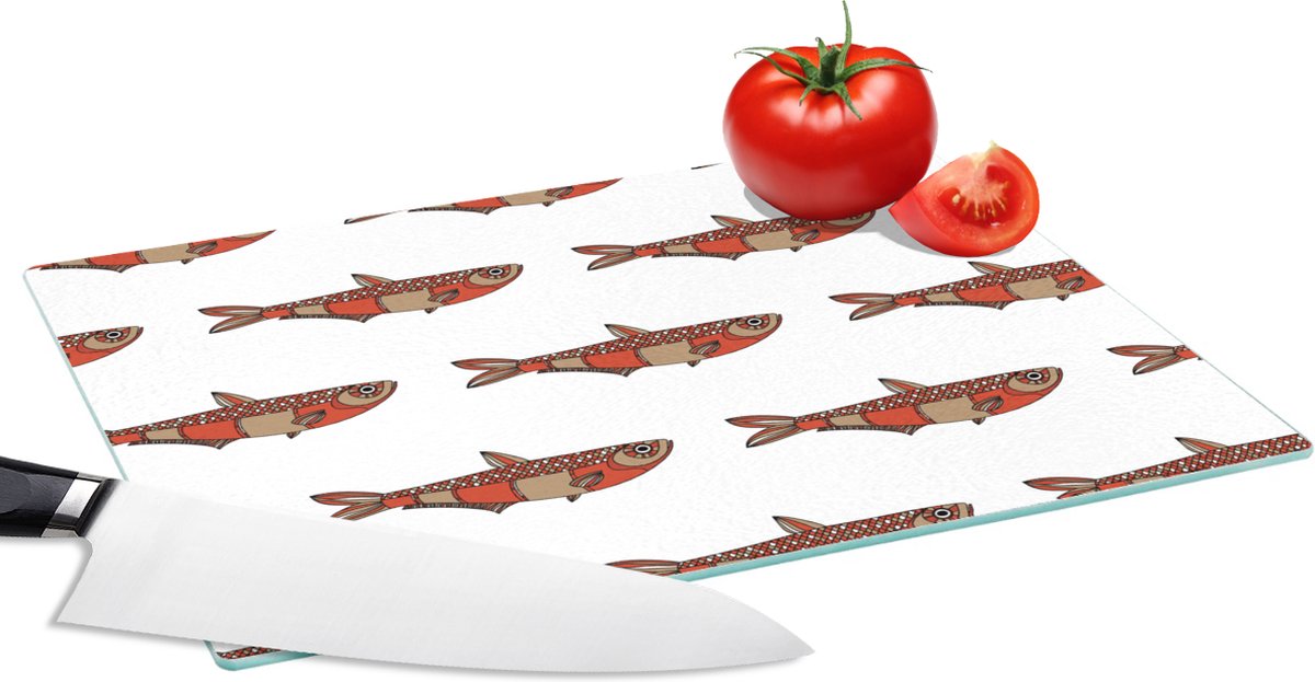 Glazen Snijplank - 28x20 - Design - Vis - Karper - Snijplanken Glas