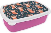 Breadbox Rose - Lunchbox - Breadbox - Chaussettes - Snoep - Noël - Motifs - 18x12x6 cm - Enfants - Fille
