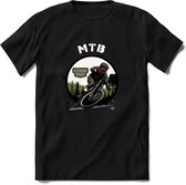 MTB T-Shirt | Mountainbike Fiets Kleding | Dames / Heren / Unisex MTB shirt | Grappig Verjaardag Cadeau | Maat L