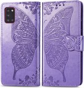 Bookcase adaptée au Samsung Galaxy A31 - Violet - Papillon - Etui Portefeuille