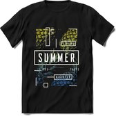 Summer Time | TSK Studio Zomer Kleding  T-Shirt | Geel - Blauw | Heren / Dames | Perfect Strand Shirt Verjaardag Cadeau Maat L