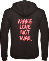 Hoodie zwart L - Make love not war - soBAD. | Hoodie unisex | Hoodie dames | Hoodie Heren | Sweater