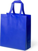 Draagtas/schoudertas/boodschappentas in de kleur blauw 35 x 40 x 15 cm