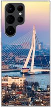 Geschikt voor Samsung Galaxy S22 Ultra hoesje - Rotterdam - Skyline - Zonsondergang - Siliconen Telefoonhoesje