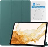 Tablet hoes & 2-Pack Screenprotector geschikt voor Samsung Galaxy Tab S8 Plus - 12.4 Inch - Auto Wake/Sleep functie - Donker Groen