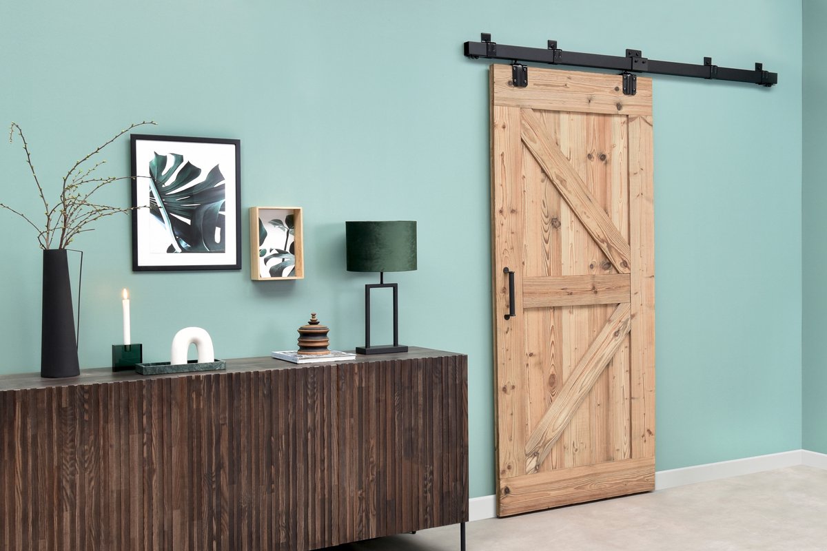 Barnwoodweb Schuifdeursysteem Box Track - zwart - 200 cm - plafondbevestiging