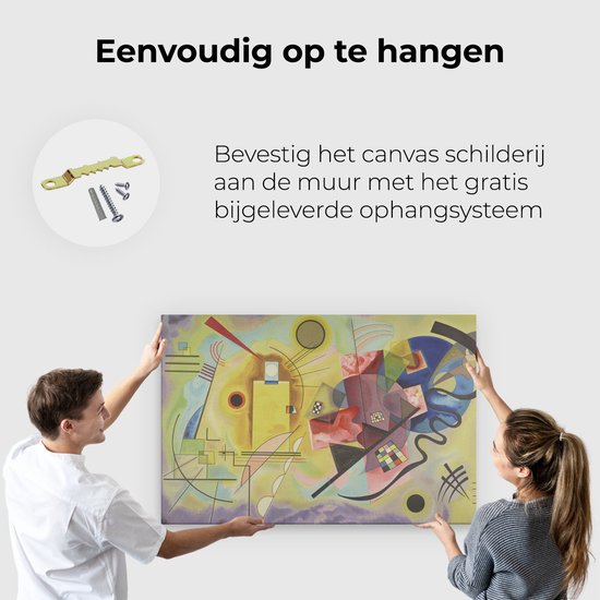 Artaza Toile Peinture Jaune, Rouge, Blauw - Wassily Kandinsky - 120x80 - Groot - Art - Impression sur toile