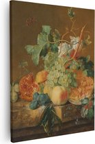 Artaza Canvas Schilderij Stilleven met Vruchten - Jan van Huysum - 40x50 - Poster Foto op Canvas - Canvas Print