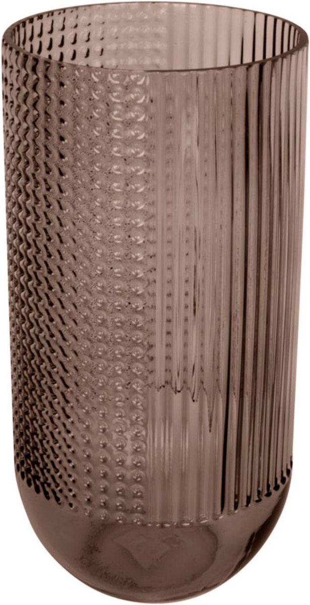 Present Time Vaas Attract - Large - Glas Chocolade Bruin - Ø15x30cm - Modern