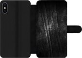 Bookcase Geschikt voor iPhone XS telefoonhoesje - Metaal print - Zwart - Glitter - Met vakjes - Wallet case met magneetsluiting