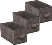 Set van 3x stuks opbergmand/kastmand 7 liter donkergrijs polyester 31 x 15 x 15 cm - Opbergboxen - Vakkenkast manden