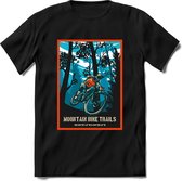 Mountainbike Trails | TSK Studio Mountainbike kleding Sport T-Shirt | Blauw - Oranje | Heren / Dames | Perfect MTB Verjaardag Cadeau Shirt Maat L
