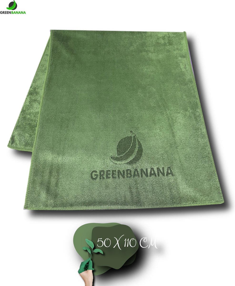 ✅ GreenBanana | Micro Vezel sport handdoek 100% katoen | Groen | 50 x 100 cm | Spa en Gym towel | Yoga | Absorberende microfiber sport towell