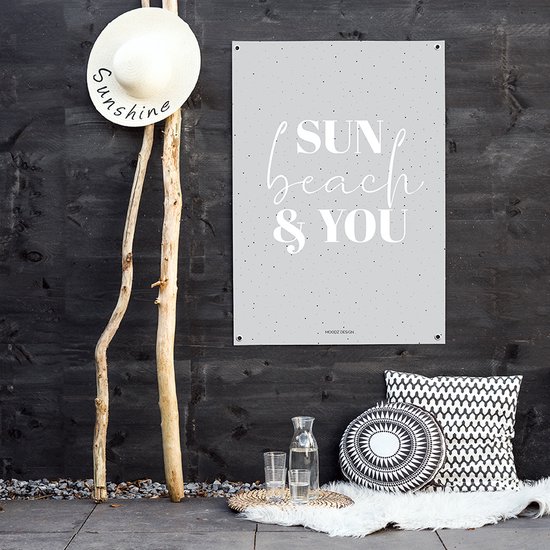 MOODZ design | Tuinposter | Buitenposter | Sun, Beach & You | 50 x 70 cm | Grijs
