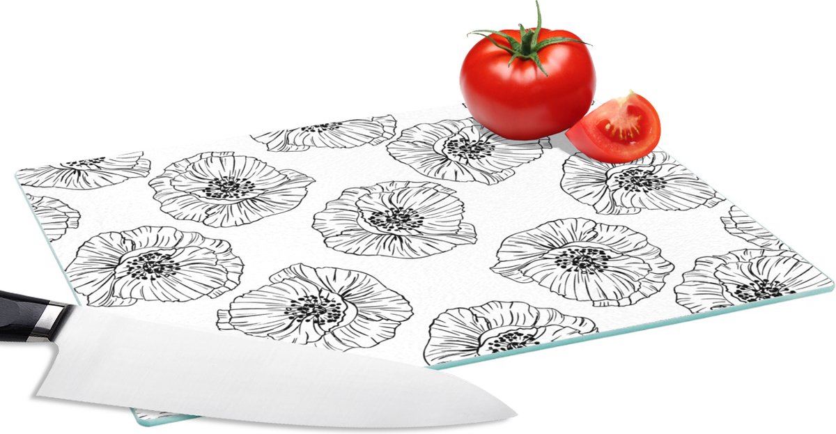 Glazen Snijplank - 28x20 - Klaproos - Bloemen - Design - Snijplanken Glas