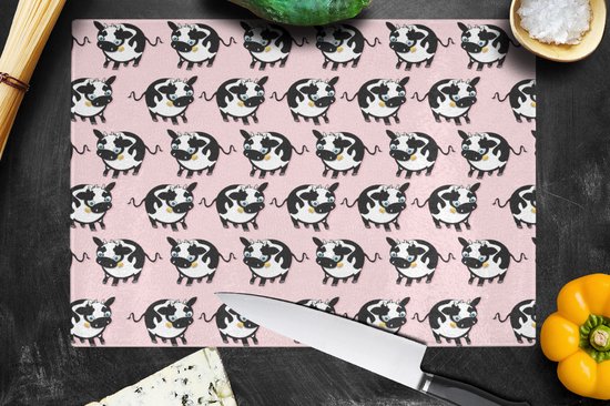 Planche à découper en Verres - 39x28 - Vache - Rose - Motifs - Planches à découper en Glas