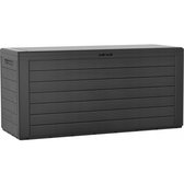1x Pièces Boîte de rangement kussen de jardin anthracite motif bois 280 litres de plastique - Rangement de jardin anthracite