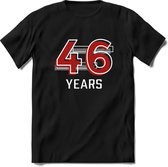 46 Years - Feest kado T-Shirt Heren / Dames - Rood / Grijs - Perfect Verjaardag Cadeau Shirt - grappige Spreuken, Zinnen en Teksten. Maat 3XL