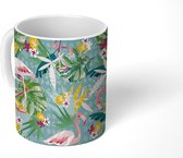 Mok - Koffiemok - Patronen - Flamingo - Planten - Mokken - 350 ML - Beker - Koffiemokken - Theemok