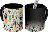 Magische Mok - Foto op Warmte Mokken - Koffiemok - Cactus - Patroon - Bloemen - Magic Mok - Beker - 350 ML - Theemok