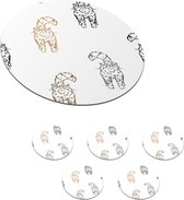 Onderzetters voor glazen - Rond - Patronen - Kitten - Kat - Pastel - Meisjes - Kinderen - Kindje - 10x10 cm - Glasonderzetters - 6 stuks