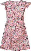 Meisjes jurk kleine bloemenprint kapmouwen - roze | Maat 164/ 14Y