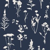 ESTAhome behang veldbloemen donkerblauw - 139397 - 50 x 900 cm