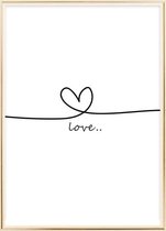 Poster Met Metaal Gouden Lijst - Love Getekend Poster