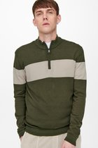 Only & Sons Trui Onsdon 12 Ls Half Zip Stripe Knit 22021640 Olive Night Mannen Maat - S